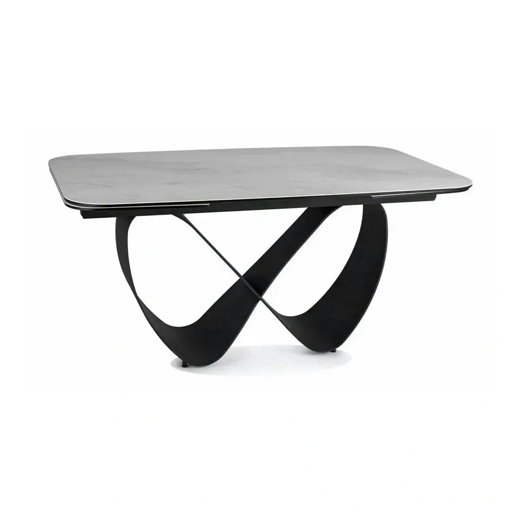 Masa extensibila INFINITY, sticlă securizata/ceramica/metal, alb/negru, 160-240×95×76 cm