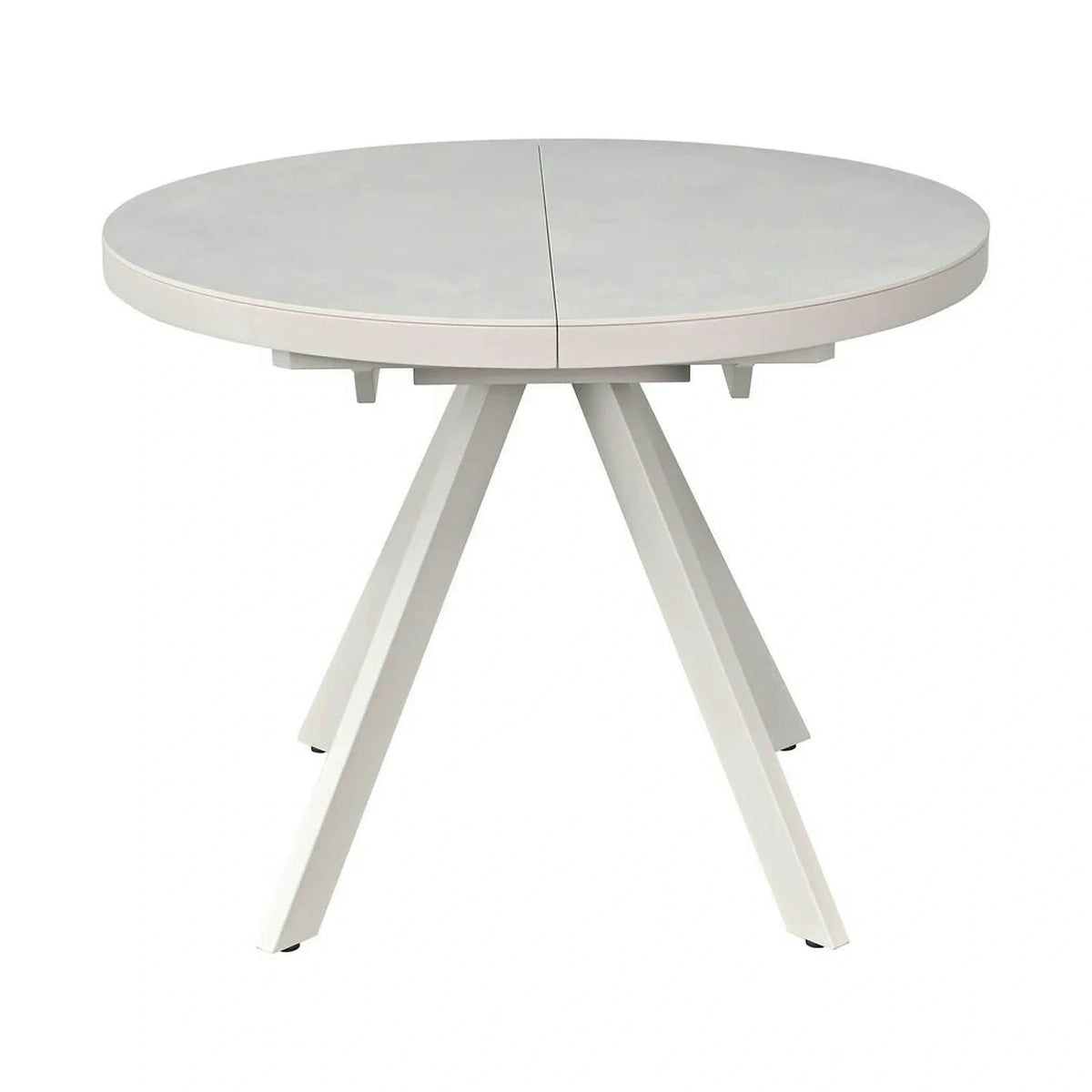 Masa extensibila LIBRA, grej cu efect de piatra travertin, ceramica/metal, 100/130x100x75 cm
