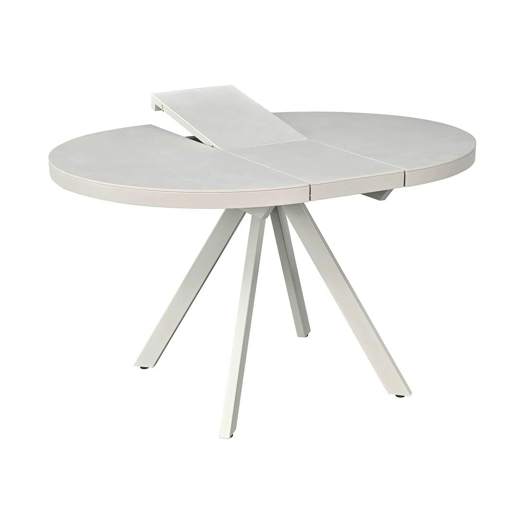 Masa extensibila LIBRA, ceramica/MDF/metal, grej cu efect de piatră travertin/grej, 100-130×100×75 cm