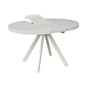 Masa extensibila LIBRA, ceramica/MDF/metal, grej cu efect de piatră travertin/grej, 100-130×100×75 cm