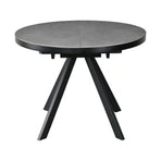 Masa extensibila LIBRA, ceramica/MDF/metal, gri mat cu efect de piatră/negru, 100-130×100×75 cm