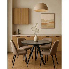 Masa extensibila LIBRA, ceramica/MDF/metal, gri mat cu efect de piatră/negru, 100-130×100×75 cm