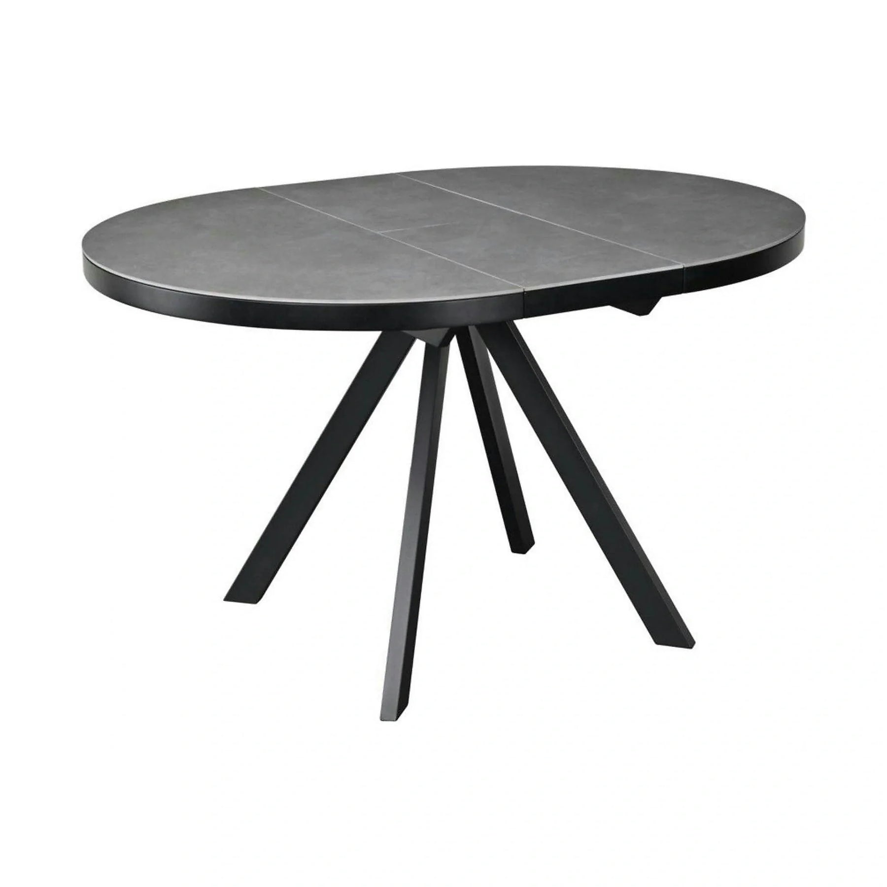 Masa extensibila LIBRA, ceramica/MDF/metal, gri mat cu efect de piatră/negru, 100-130×100×75 cm