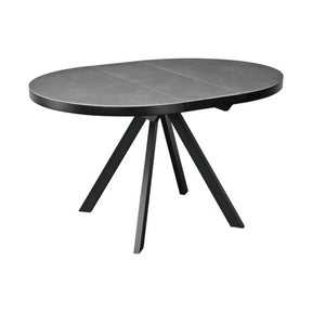 Masa extensibila LIBRA, ceramica/MDF/metal, gri mat cu efect de piatră/negru, 100-130×100×75 cm