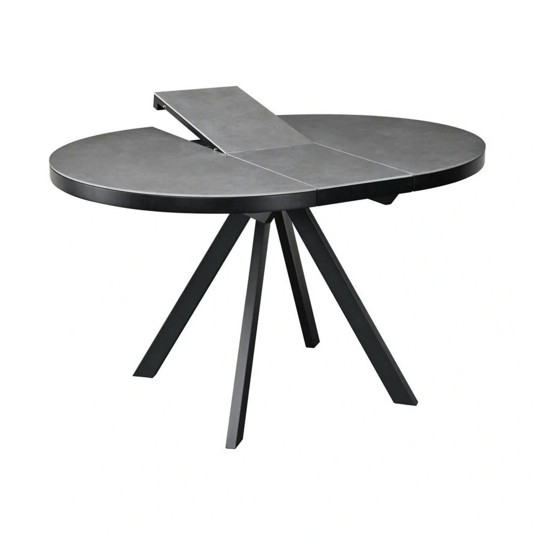 Masa extensibila LIBRA, ceramica/MDF/metal, gri mat cu efect de piatră/negru, 100-130×100×75 cm