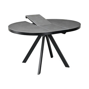 Masa extensibila LIBRA, ceramica/MDF/metal, gri mat cu efect de piatră/negru, 100-130×100×75 cm
