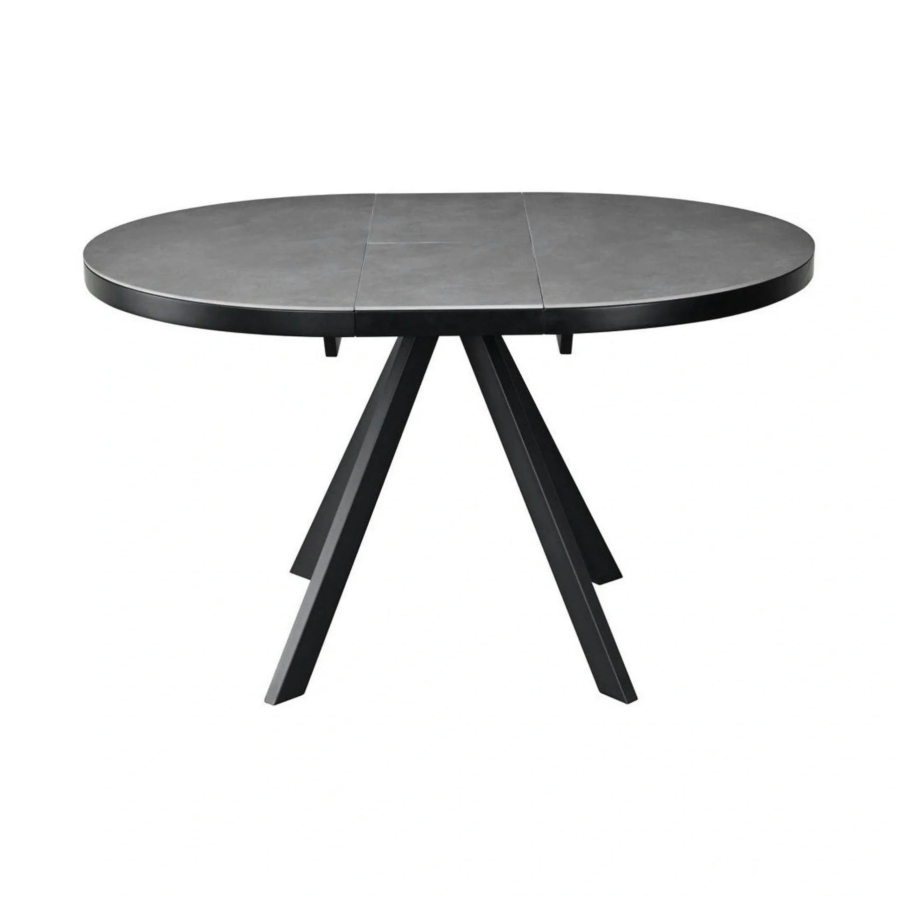 Masa extensibila LIBRA, ceramica/MDF/metal, gri mat cu efect de piatră/negru, 100-130×100×75 cm