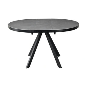 Masa extensibila LIBRA, ceramica/MDF/metal, gri mat cu efect de piatră/negru, 100-130×100×75 cm