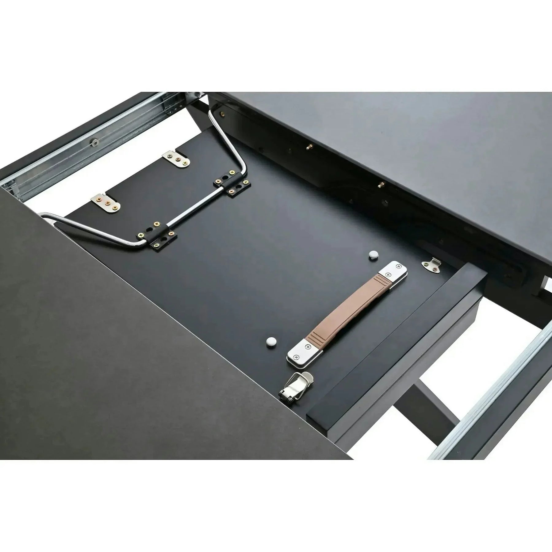 Masa extensibila LIBRA, ceramica/MDF/metal, gri mat cu efect de piatră/negru, 100-130×100×75 cm