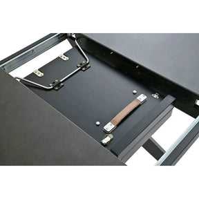 Masa extensibila LIBRA, ceramica/MDF/metal, gri mat cu efect de piatră/negru, 100-130×100×75 cm