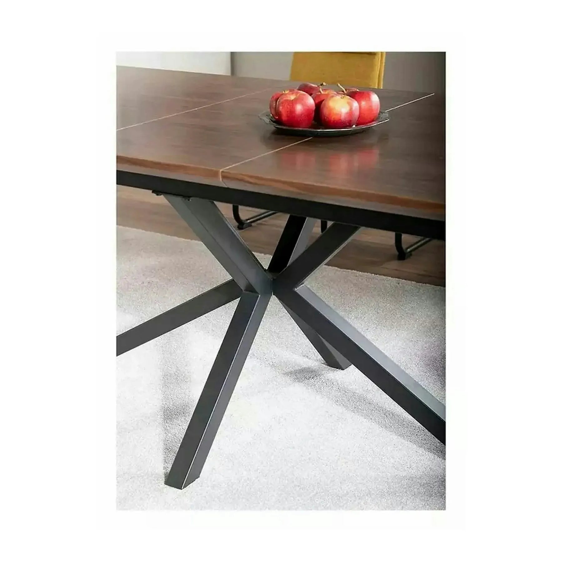 Masa extensibila LOGAN, MDF/furnir/metal, nuc/negru mat, 160-200×90×75 cm