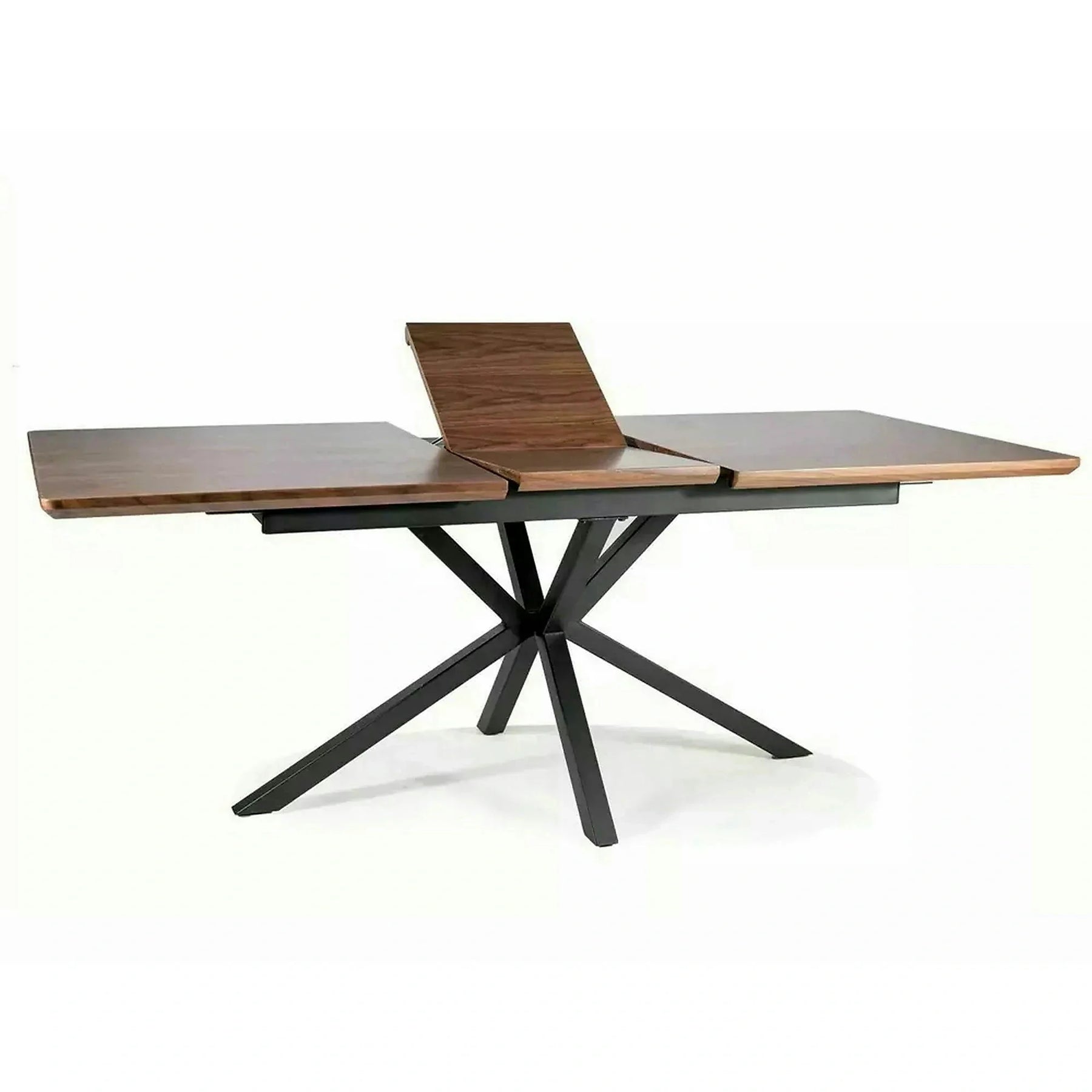 Masa extensibila LOGAN, MDF/furnir/metal, nuc/negru mat, 160-200×90×75 cm
