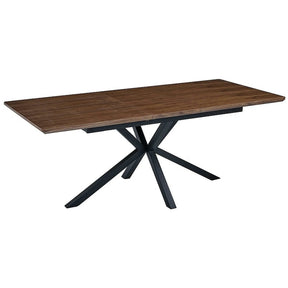 Masa extensibila LOGAN, MDF/furnir/metal, nuc/negru mat, 160-200×90×75 cm