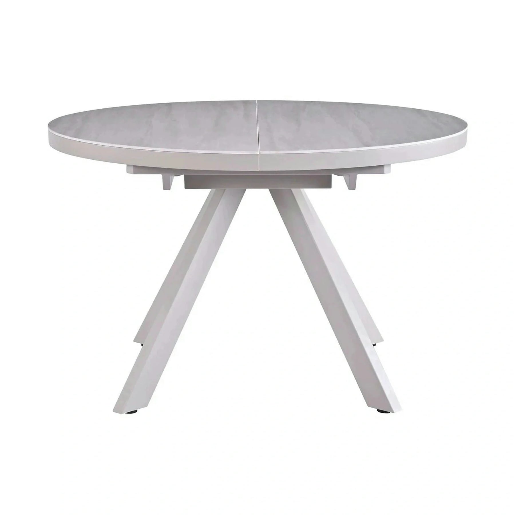 Masa extensibila LYRA, ceramica/MDF, crem cu efect de marmura/gri, 120-160×120×75 cm