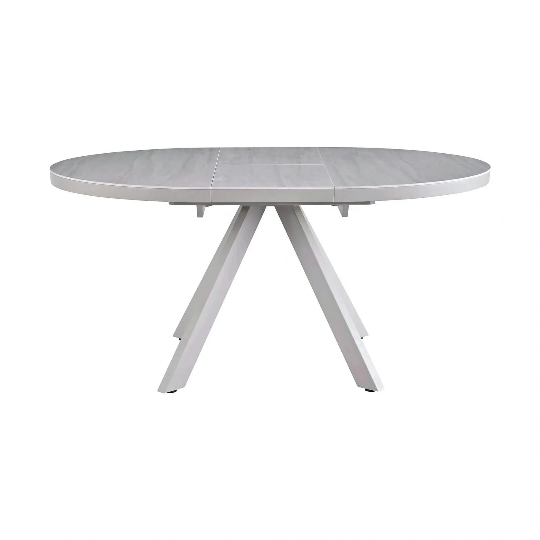 Masa extensibila LYRA, ceramica/MDF, crem cu efect de marmura/gri, 120-160×120×75 cm