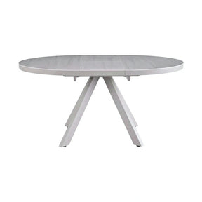 Masa extensibila LYRA, ceramica/MDF, crem cu efect de marmura/gri, 120-160×120×75 cm