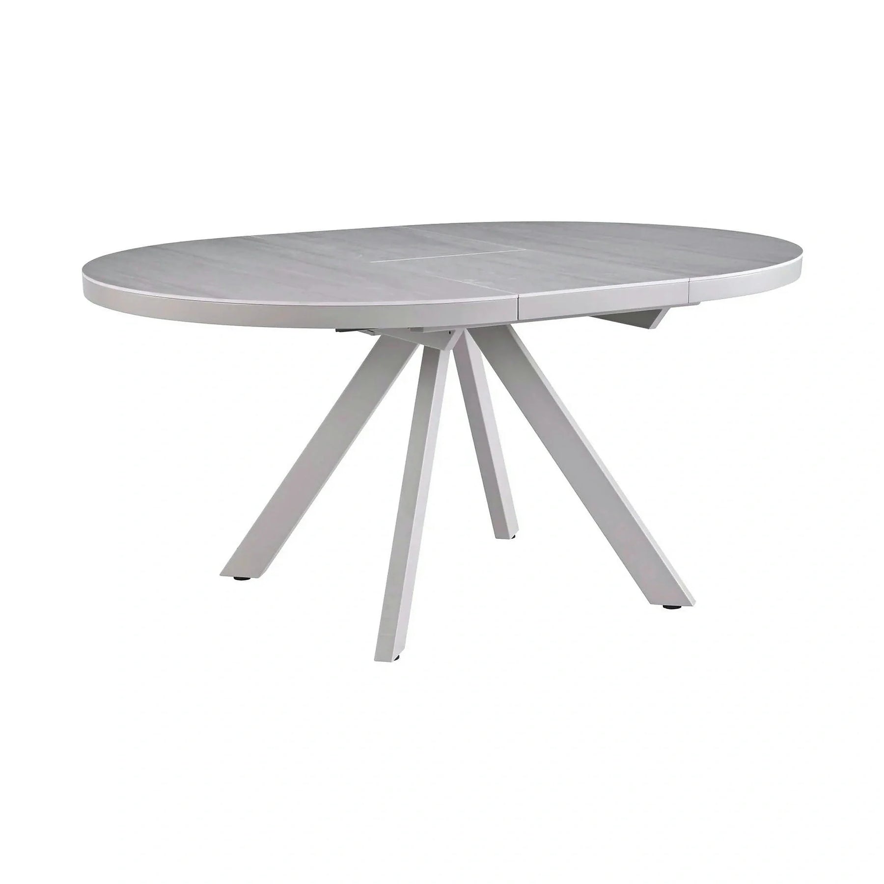 Masa extensibila LYRA, ceramica/MDF, crem cu efect de marmura/gri, 120-160×120×75 cm