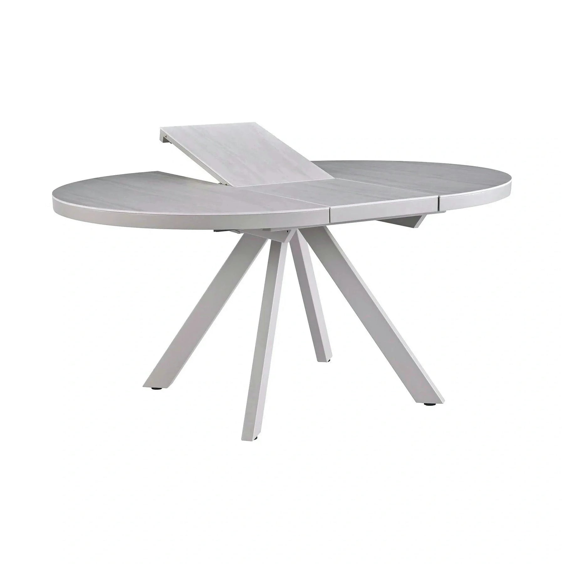 Masa extensibila LYRA, ceramica/MDF, crem cu efect de marmura/gri, 120-160×120×75 cm