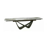 Masă extensibilă MARANELLO, alb/cupru, sticlă securizată/ceramică/metal, 200–290x98x77 cm