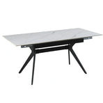 Masa extensibila MILS, ceramica/metal, alb cu efect de marmura/negru, 130-170×80×76 cm