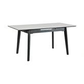 Masa extensibila OSTEN, alb cu efect de marmura/negru, 110/140x80x76 cm
