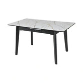 Masa extensibila OSTEN, alb cu efect de marmura/negru, 140/180x80x76 cm