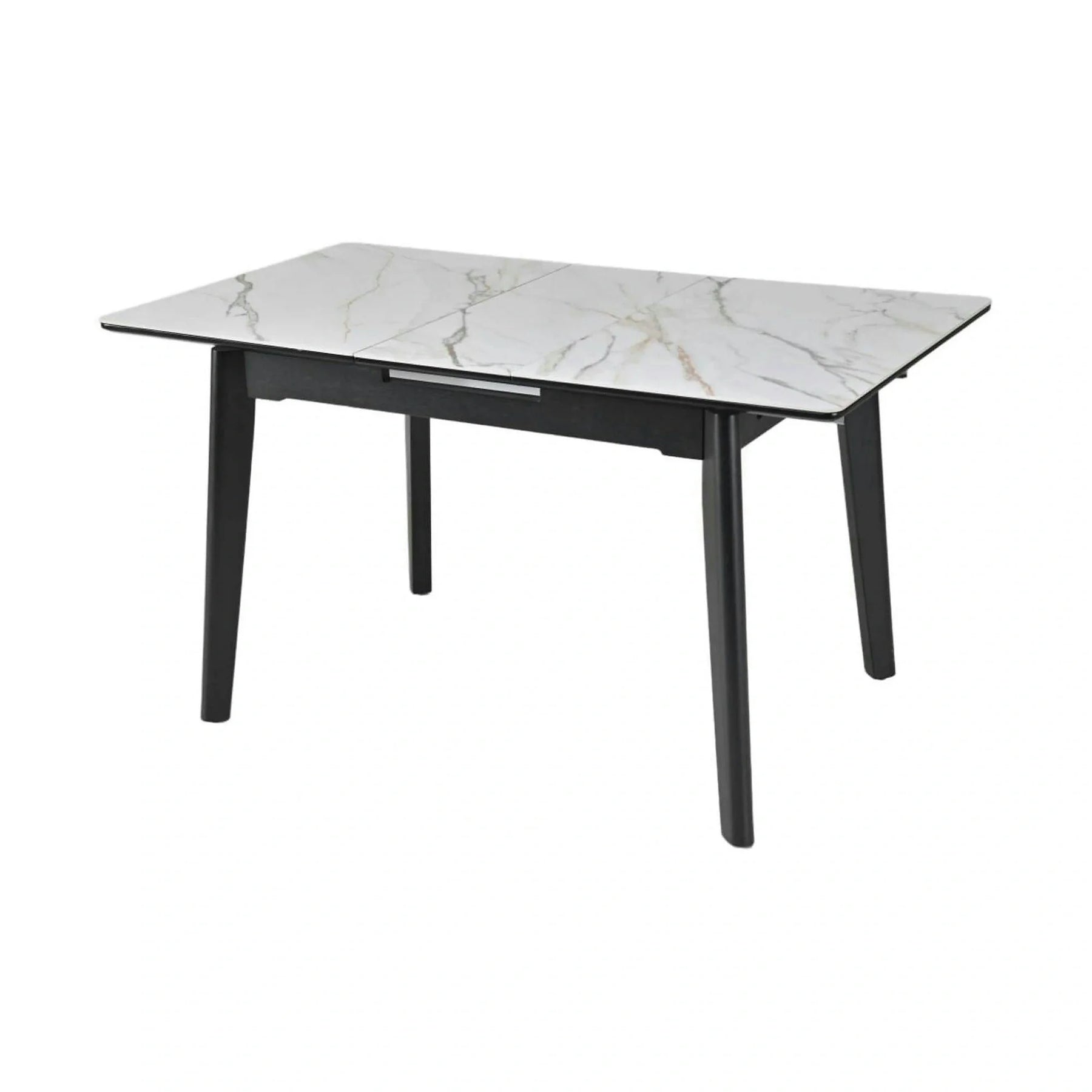 Masa extensibila OSTEN, alb cu efect de marmura/negru, 140/180x80x76 cm