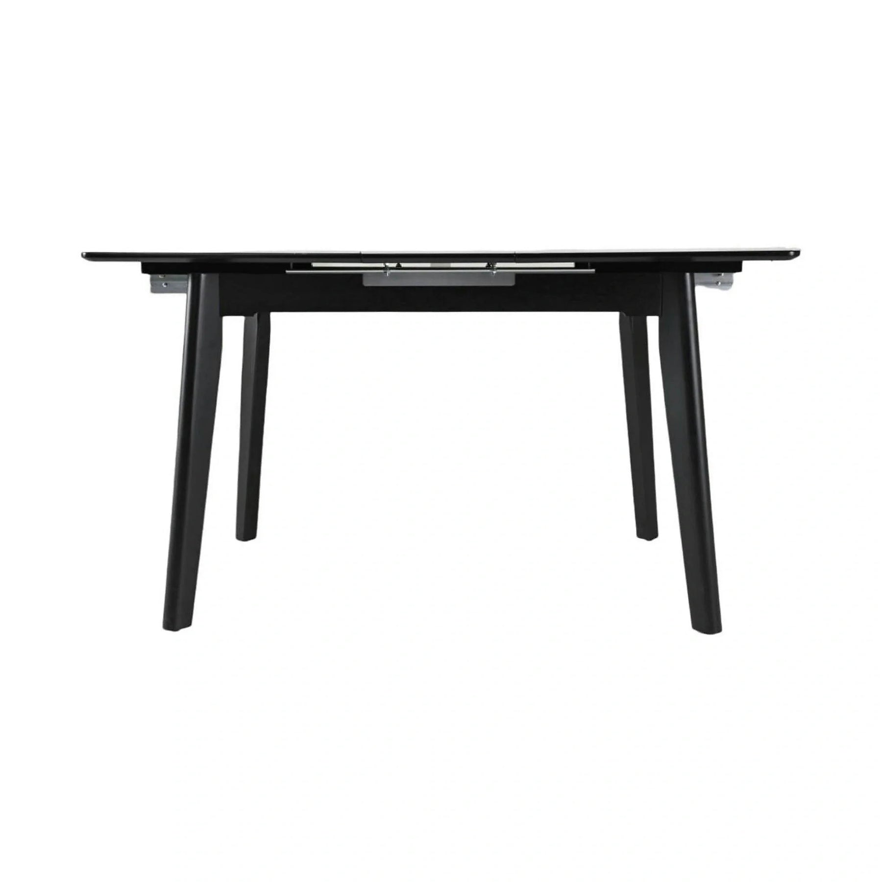 Masa extensibila OSTEN, MDF/lemn de cauciuc, alb mat cu efect de marmura auriu/negru mat, 140-180×80×76 cm