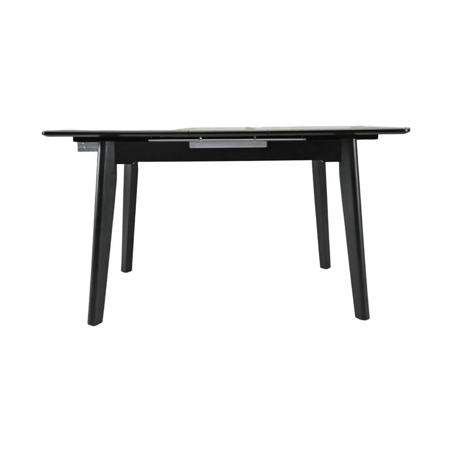 Masa extensibila OSTEN, MDF/lemn de cauciuc, gri mat cu efect de marmura/negru mat, 110-140×80×76 cm