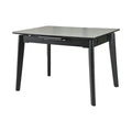 Masa extensibila OSTEN, MDF/lemn de cauciuc, gri mat cu efect de marmura/negru mat, 120-160×80×76 cm