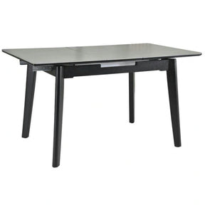 Masa extensibila OSTEN, MDF/lemn de cauciuc, gri mat cu efect de marmura/negru mat, 120-160×80×76 cm