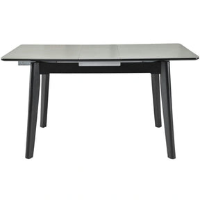 Masa extensibila OSTEN, MDF/lemn de cauciuc, gri mat cu efect de marmura/negru mat, 120-160×80×76 cm