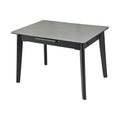 Masa extensibila OSTEN, MDF/lemn de cauciuc, gri mat cu efect de marmura/negru mat, 140-180×80×76 cm