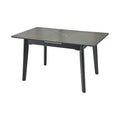 Masa extensibila OSTEN, MDF/lemn de cauciuc, negru mat cu efect de marmura/negru mat, 110-140×80×76 cm