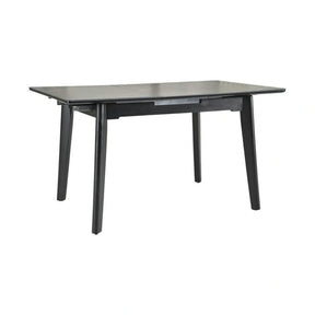Masa extensibila OSTEN, MDF/lemn de cauciuc, negru mat cu efect de marmura/negru mat, 110-140×80×76 cm