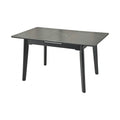 Masa extensibila OSTEN, MDF/lemn de cauciuc, negru mat cu efect de marmura/negru mat, 120-160×80×76 cm