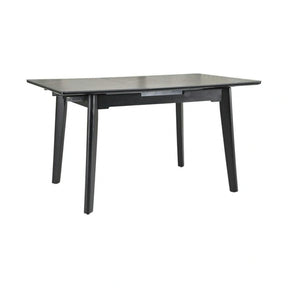 Masa extensibila OSTEN, MDF/lemn de cauciuc, negru mat cu efect de marmura/negru mat, 120-160×80×76 cm
