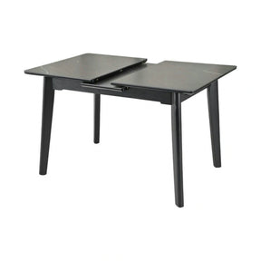 Masa extensibila OSTEN, MDF/lemn de cauciuc, negru mat cu efect de marmura/negru mat, 120-160×80×76 cm