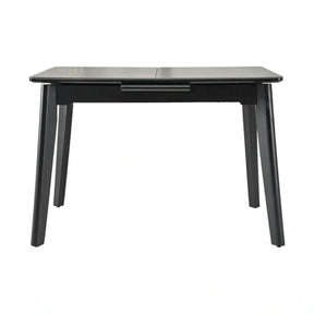 Masa extensibila OSTEN, MDF/lemn de cauciuc, negru mat cu efect de marmura/negru mat, 140-180×80×76 cm