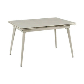 Masa extensibila REEF, ceramica/metal, grej efect de piatră travertin/grej, 120-180×80×76 cm