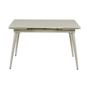 Masa extensibila REEF, ceramica/metal, grej efect de piatră travertin/grej, 120-180×80×76 cm