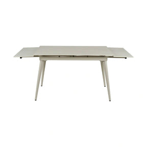 Masa extensibila REEF, ceramica/metal, grej efect de piatră travertin/grej, 120-180×80×76 cm