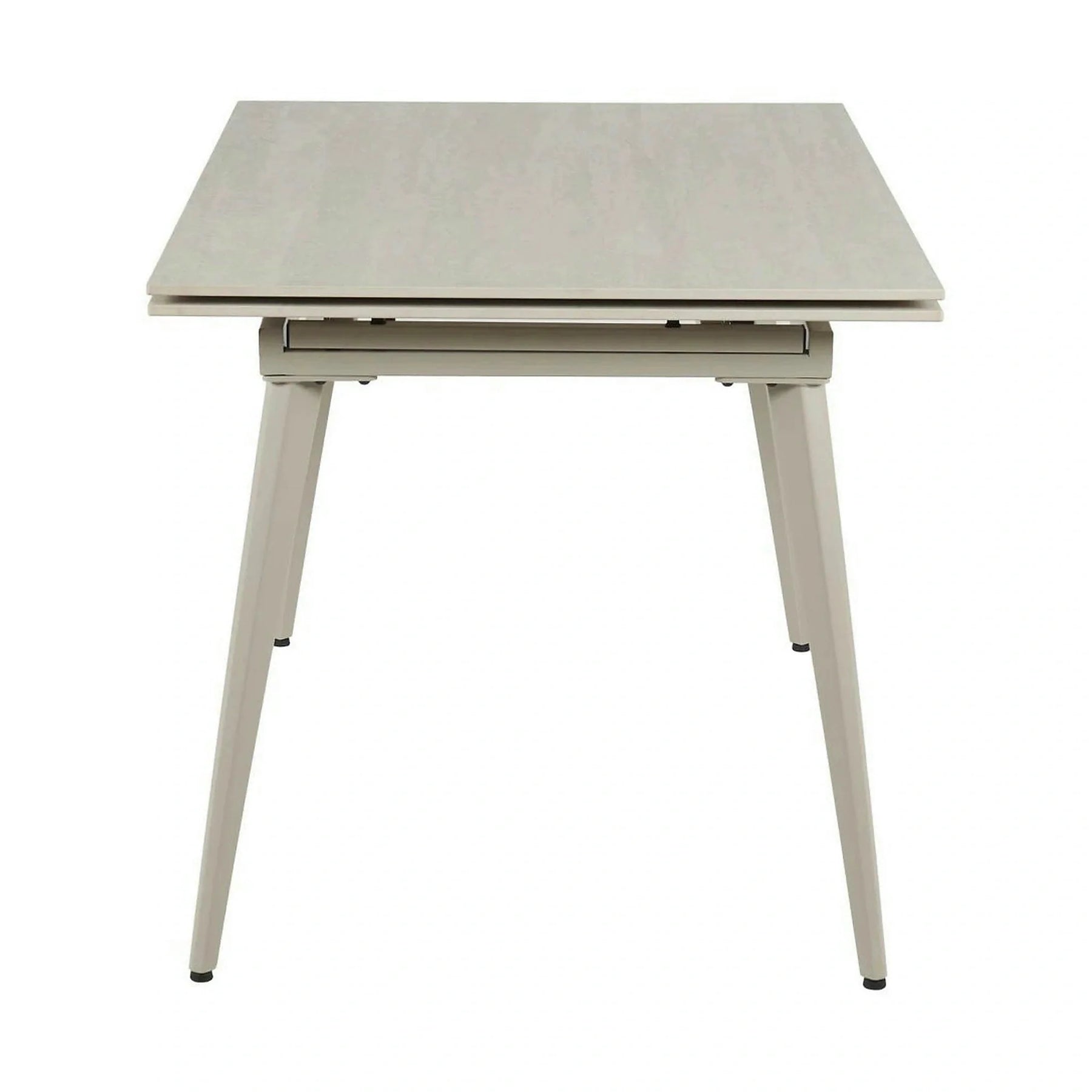 Masa extensibila REEF, ceramica/metal, grej efect de piatră travertin/grej, 120-180×80×76 cm