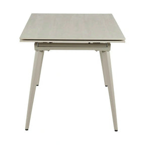 Masa extensibila REEF, ceramica/metal, grej efect de piatră travertin/grej, 120-180×80×76 cm
