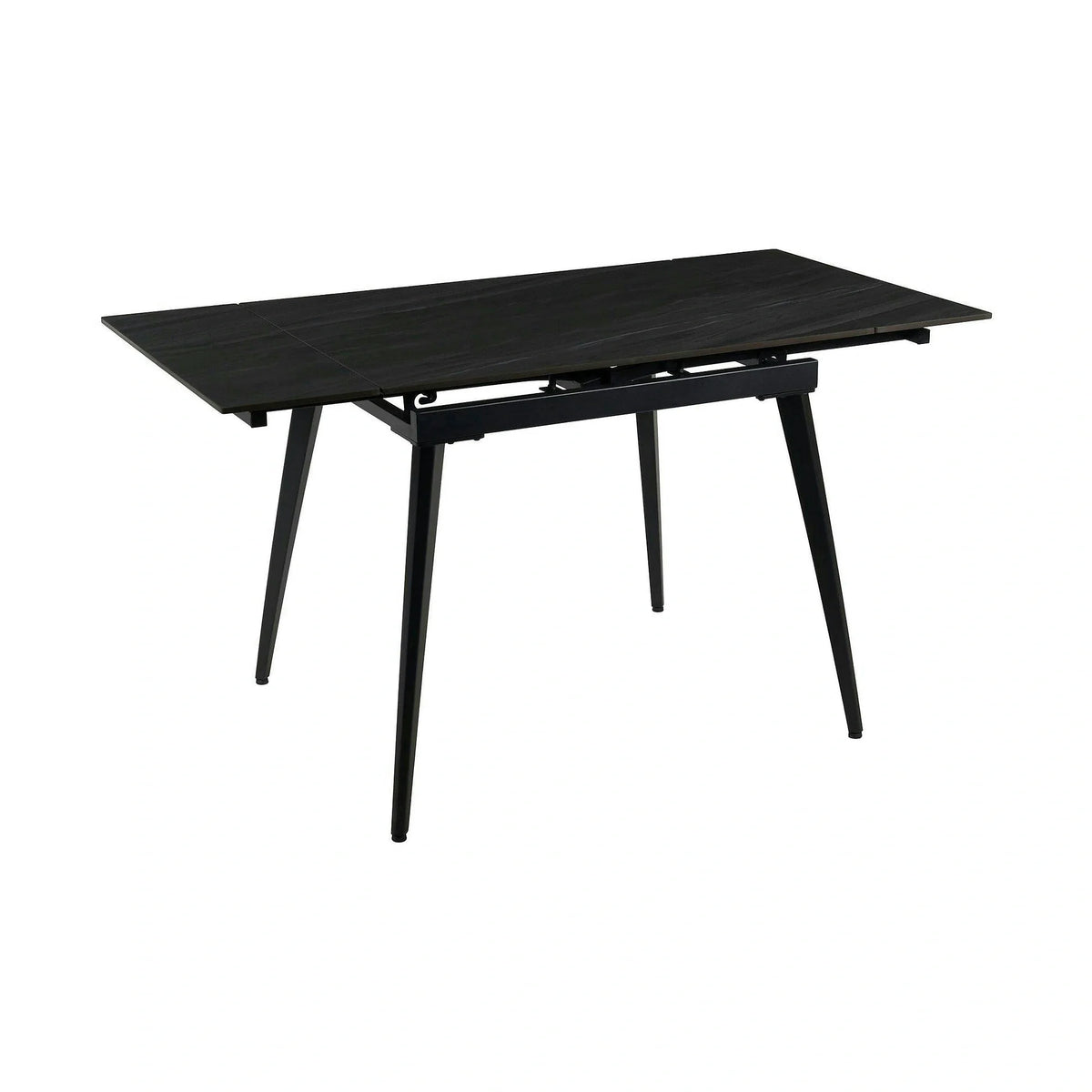 Masa extensibila REEF, gri antracit cu efect de piatra/negru, ceramica/metal, 90/140x70x75 cm