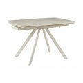 Masa extensibila URSA, ceramica/metal, grej cu efect de piatră travertin/grej, 125-180×80×76 cm
