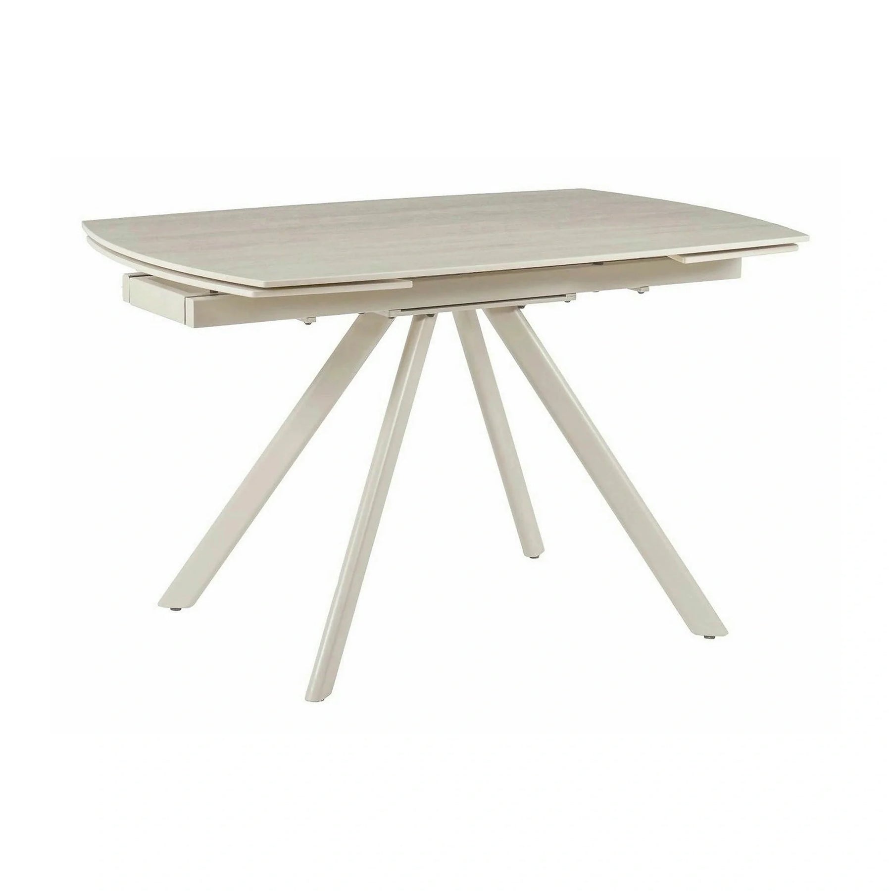 Masa extensibila URSA, grej cu efect de piatra travertin, ceramica/metal, 125/180x80x76 cm