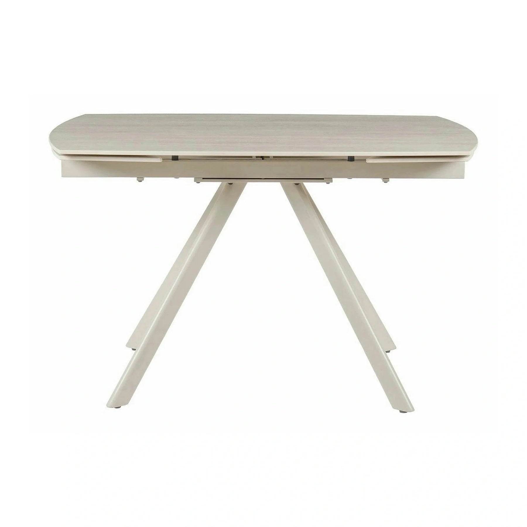 Masa extensibila URSA, ceramica/metal, grej cu efect de piatră travertin/grej, 125-180×80×76 cm