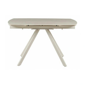 Masa extensibila URSA, ceramica/metal, grej cu efect de piatră travertin/grej, 125-180×80×76 cm