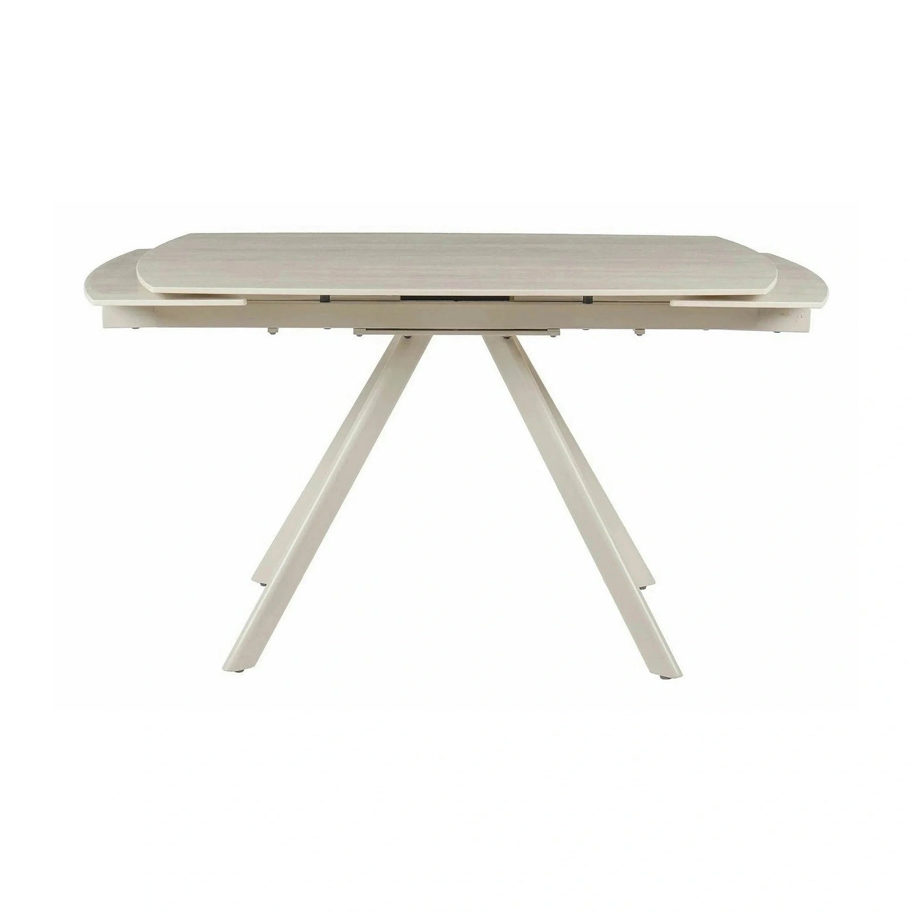 Masa extensibila URSA, ceramica/metal, grej cu efect de piatră travertin/grej, 125-180×80×76 cm